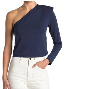 WALTER BAKER Berkley Navy One Shoulder Off The Shoulder Long Sleeve NWOT Small